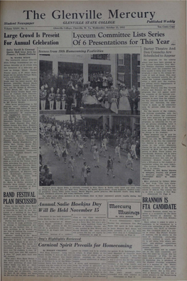 The Gleriville Mercury Student Newspaper GLENVILLE STATE COLLEGE Published Week'" Ten Cents Copy Volume XXIV