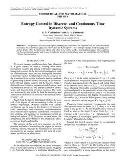 Entropy Control in Discrete- and Continuous-Time Dynamic Systems S