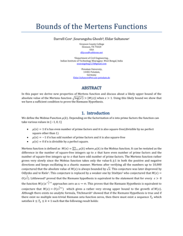 Bounds of the Mertens Functions