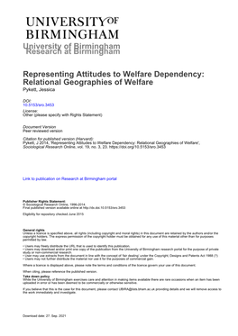 Relational Geographies of Welfare Pykett, Jessica