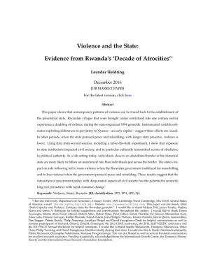 Violence and the State: Evidence from Rwanda's 'Decade of Atrocities'