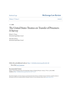 The United States Treaties on Transfer of Prisoners: a Survey, 17 Pac