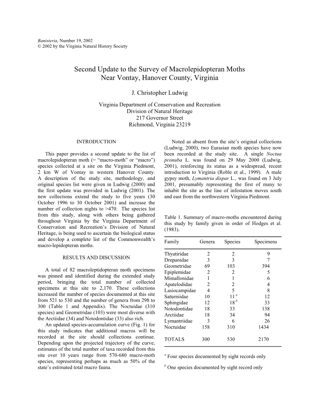 A Survey of Macrolepidopterous Moths