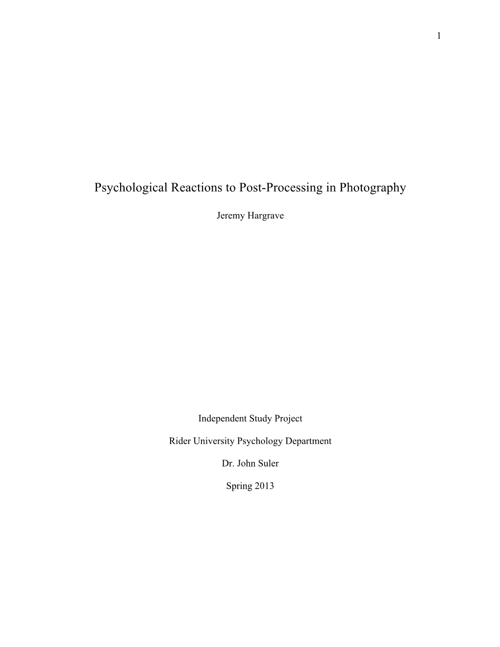 Psychological Reactions to Post-Processing in Photography