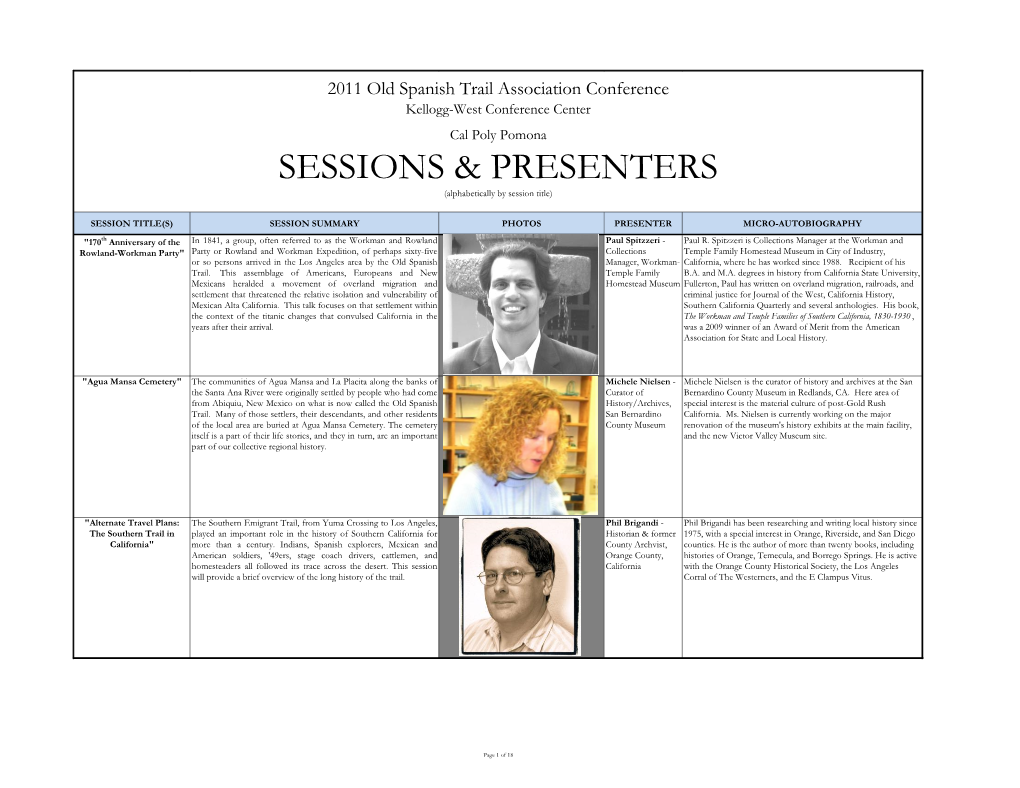 Sessions & Presenters