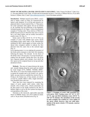 Study of the Kotka Crater and Its Ejecta Dynamics