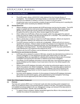 9 of 24 B. the ALPR System Utilizes a NCIC/CCIC Hotlist Obtained from the Colorado Bureau