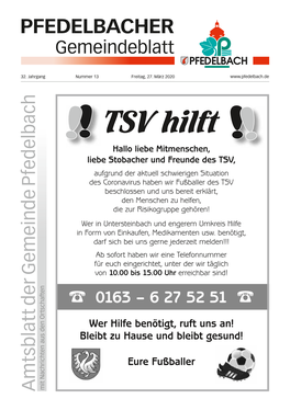 Gemeindeblatt Nr. 13 27.03.2020