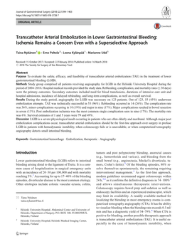 Transcatheter Arterial Embolization in Lower Gastrointestinal Bleeding: Ischemia Remains a Concern Even with a Superselective Approach