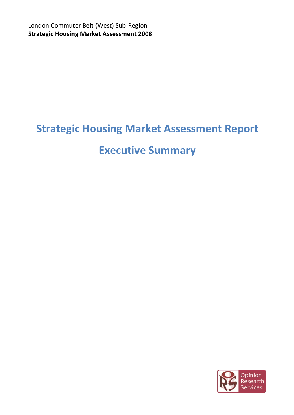 Strategic Housing Market Assessment 2008