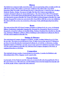 History Route Timings & Distance Composition Present Status