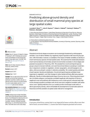 Predicting Above-Ground Density and Distribution of Small Mammal Prey Species at Large Spatial Scales