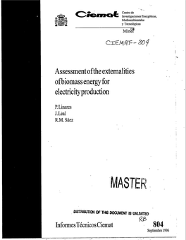Assessment of the Externalities of Biomass Energy for Electricity Production"