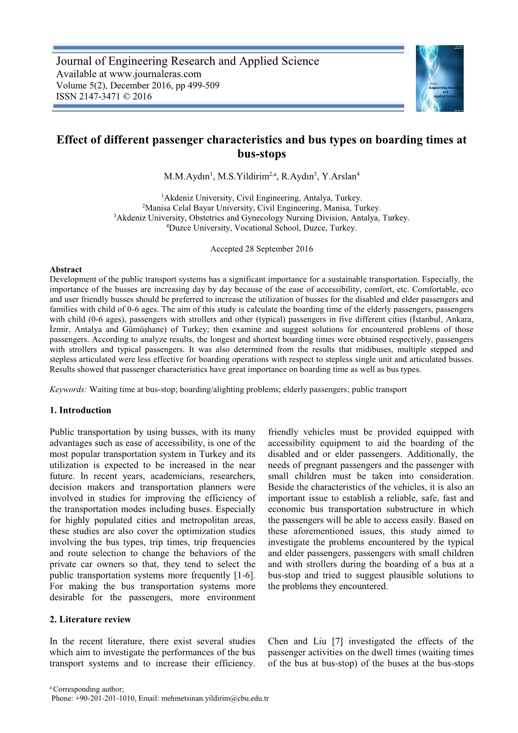 Effect of Different Passenger Characteristics and Bus Types on Boarding Times at Bus-Stops