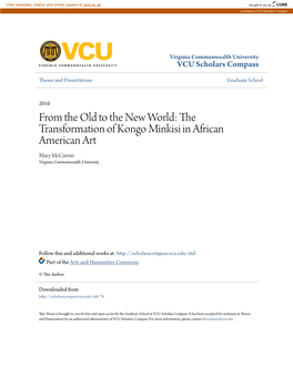The Transformation of Kongo Minkisi in African American Art Mary Mccurnin Virginia Commonwealth University