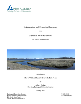 Infrastructure and Ecological Inventory Neponset River Riverwalk