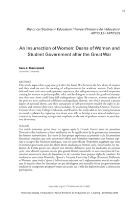 Deans of Women and Student Government After the Great War