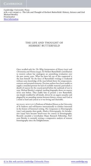 The Life and Thought of Herbert Butterfield: History, Science and God Michael Bentley Frontmatter More Information