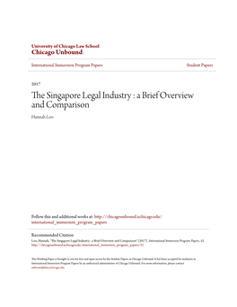 The Singapore Legal Industry: a Brief Overview and Comparison