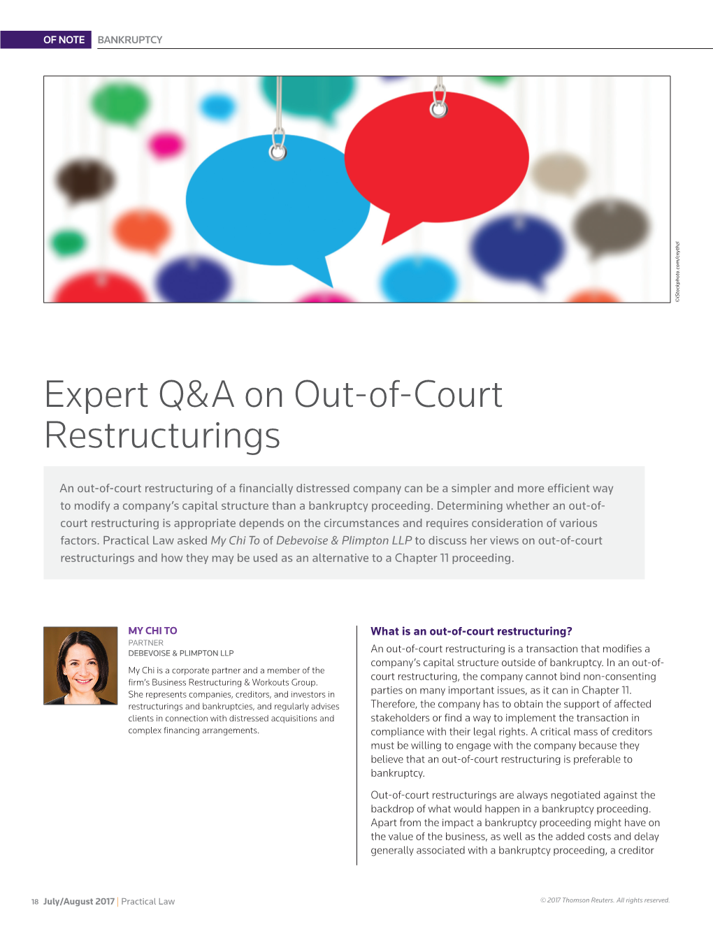Expert Q&A on Out-Of-Court Restructurings