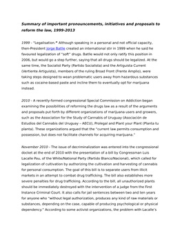 Summary of Important Pronouncements, Initiatives and Proposals to Reform the Law, 1999-2013