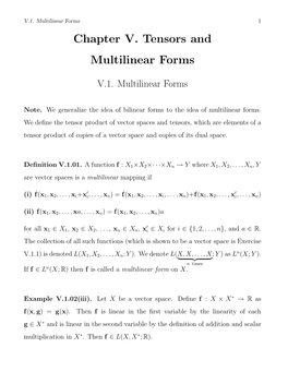 Chapter V. Tensors and Multilinear Forms