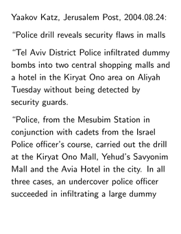 Police Drill Reveals Security Flaws in Malls