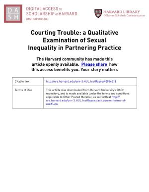 Courting Trouble: a Qualitative Examination of Sexual Inequality in Partnering Practice