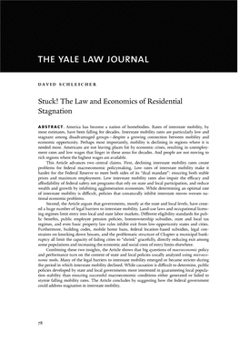 Stuck! the Law and Economics of Residential Stagnation