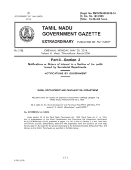 Tamil Nadu Government Gazette Extraordinary