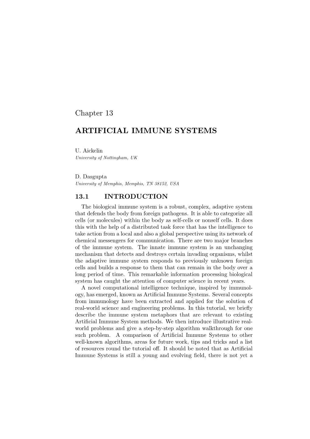 Artificial Immune Systems