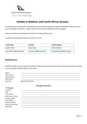Holiday in Maldives with South African Airways