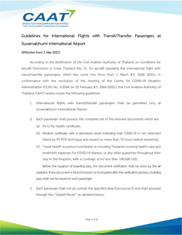 Guidelines for International Flight Operations in Case of Transit-Transfer Flights MAR 2021