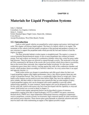 Materials for Liquid Propulsion Systems