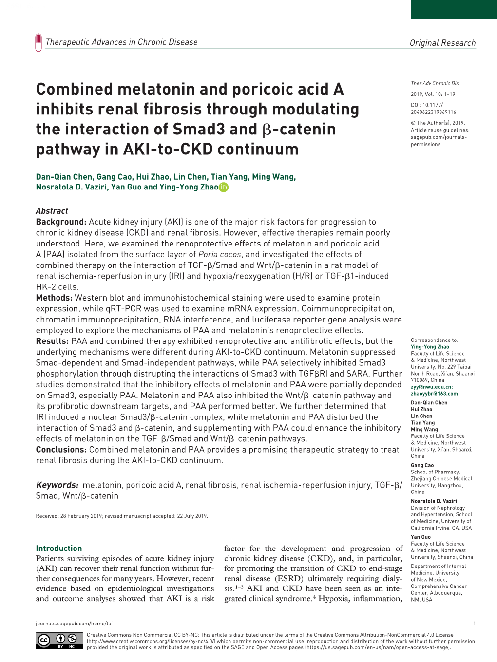 Combined Melatonin and Poricoic Acid a Inhibits Renal Fibrosis Through