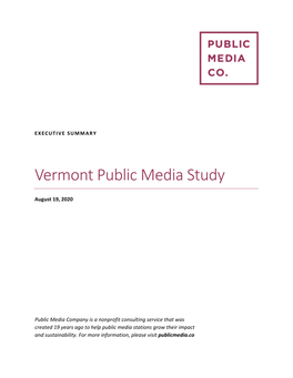 Vermont Public Media Study