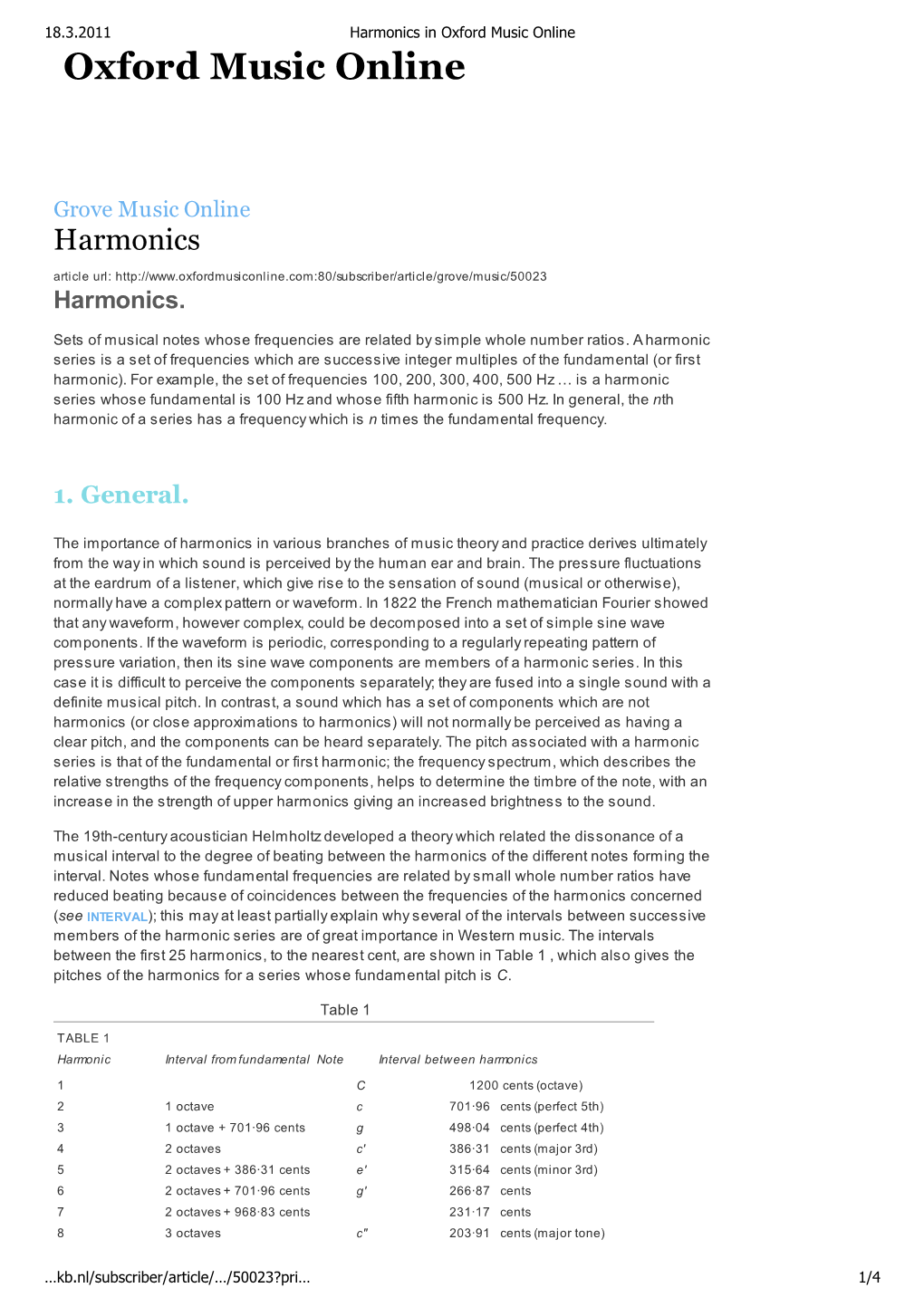 Harmonics in Oxford Music Online Oxford Music Online