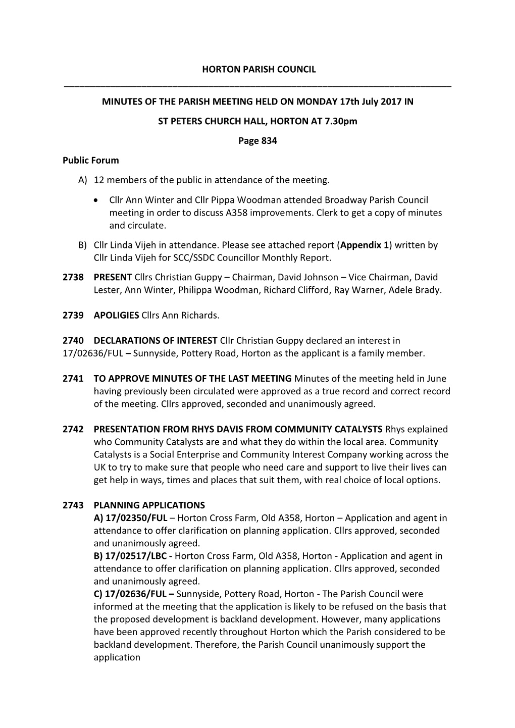 Horton Parish Council Minutes of the Parish Meeting