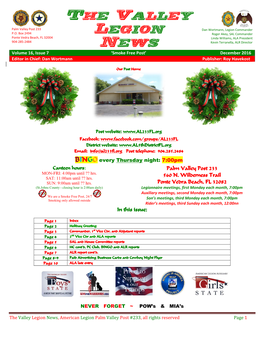 The Valley Legion News, American Legion Palm Valley Post #233, All Rights Reserved Page 1