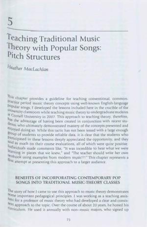 Teaching Traditional Music Theory with Popular Songs