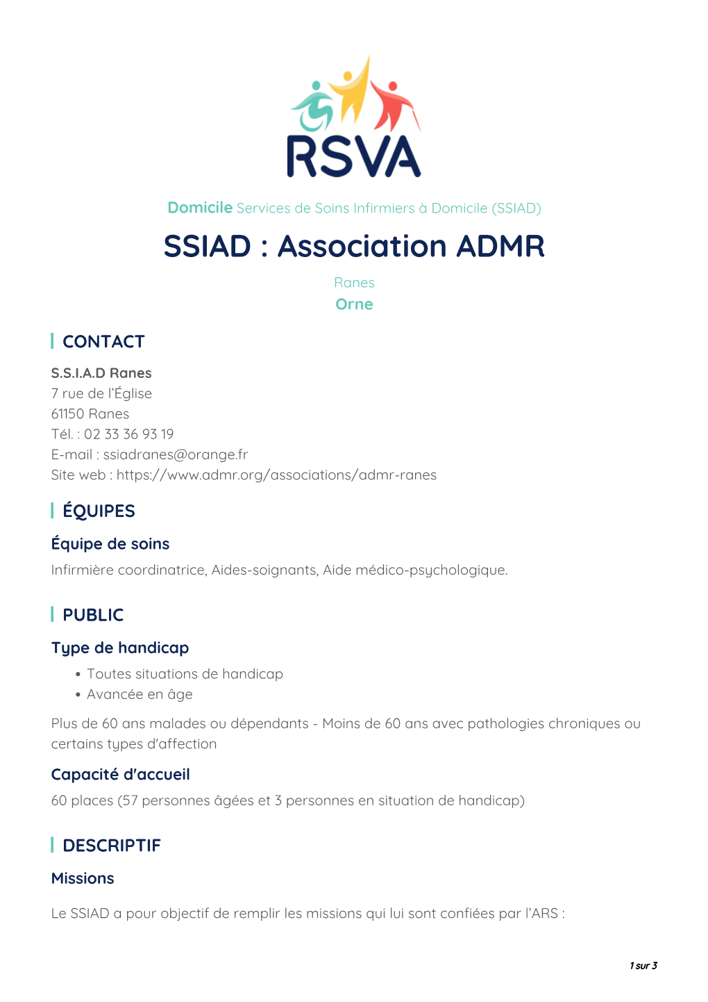 SSIAD : Association ADMR Ranes Orne