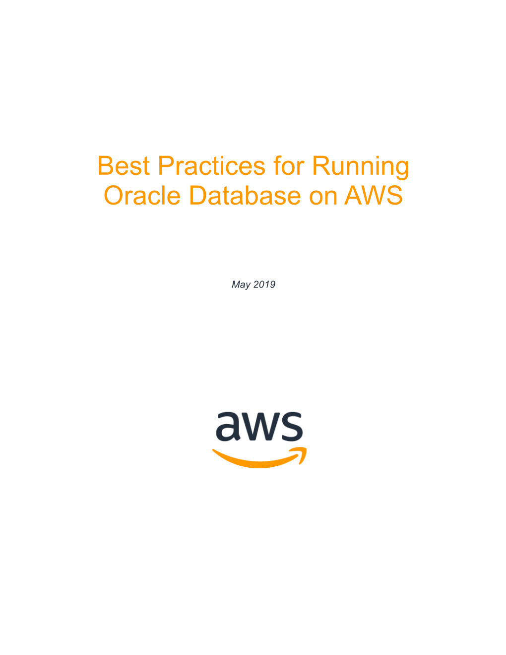 Best Practices for Running Oracle Database on AWS
