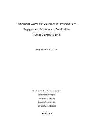 Communist Women's Resistance In