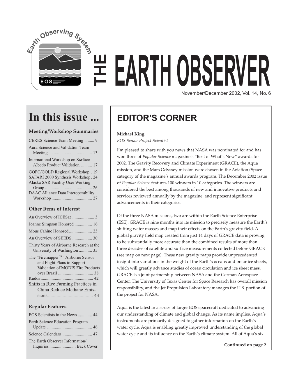 THE EARTH OBSERVER November/December 2002, Vol
