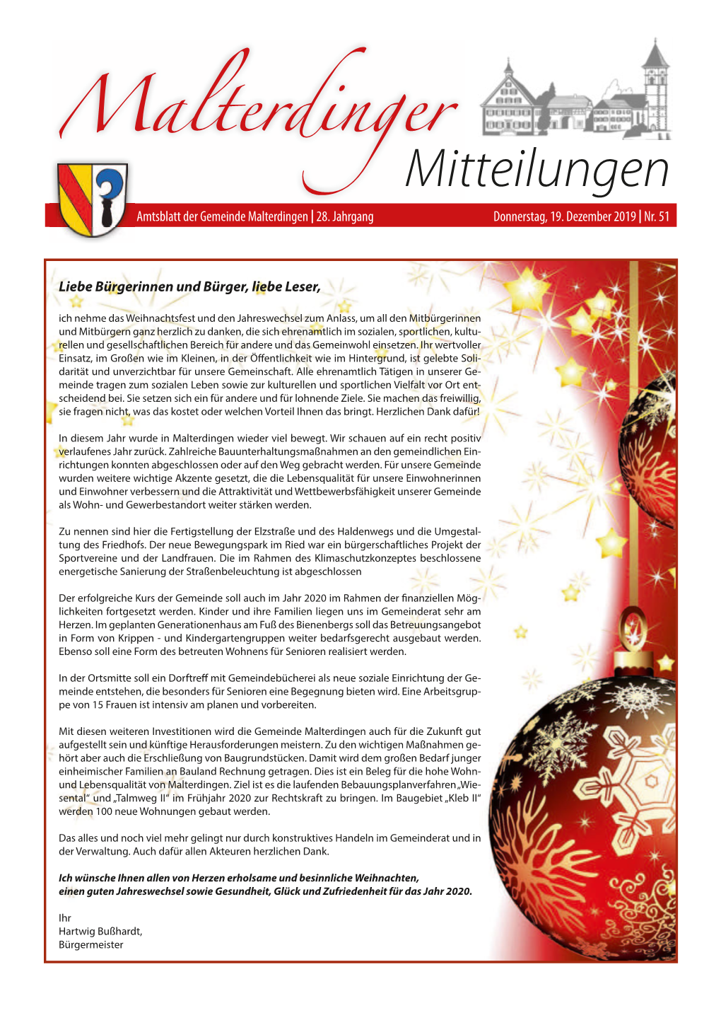 Amtsblatt Der Gemeinde Malterdingen 28. Jahrgang Donnerstag, 19