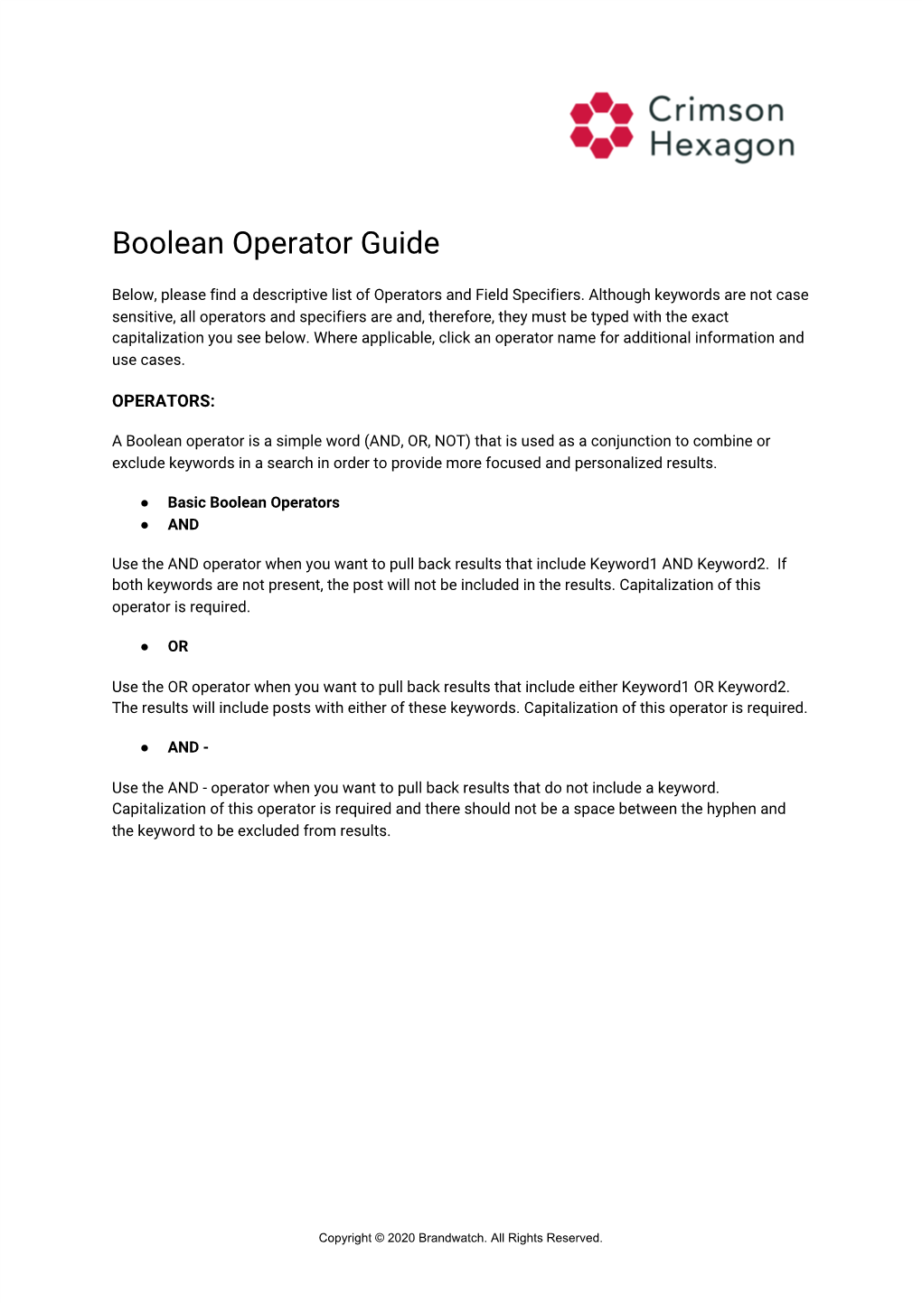 Boolean Operator Guide