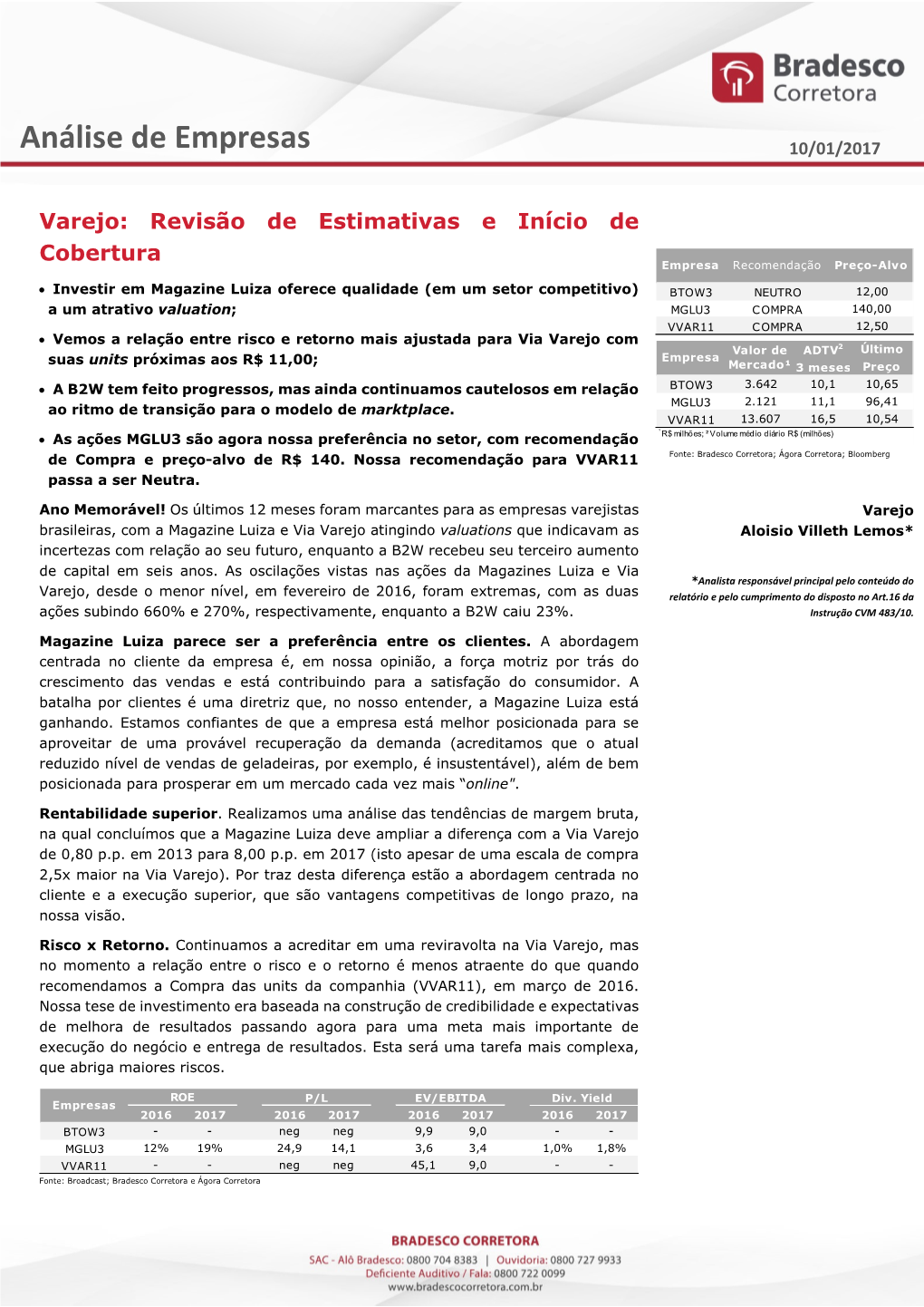 Análise De Empresas 10/01/2017