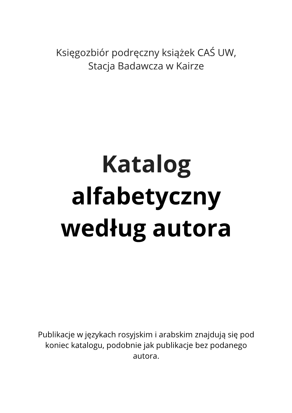 Katalog Alfabetyczny Według Autora