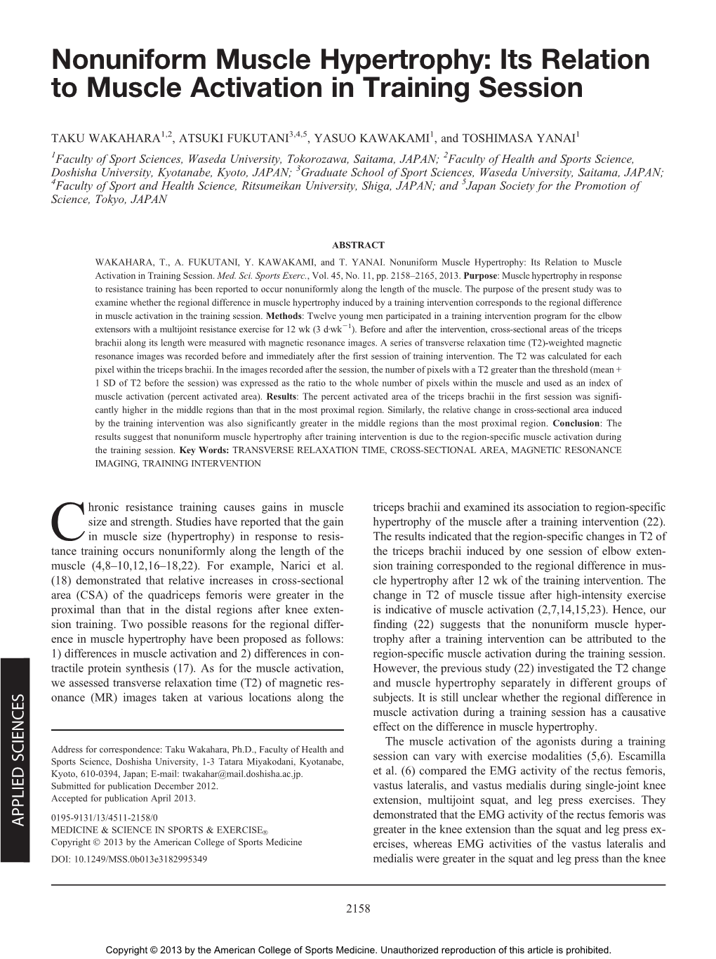 Its Relation to Muscle Activation in Training Session