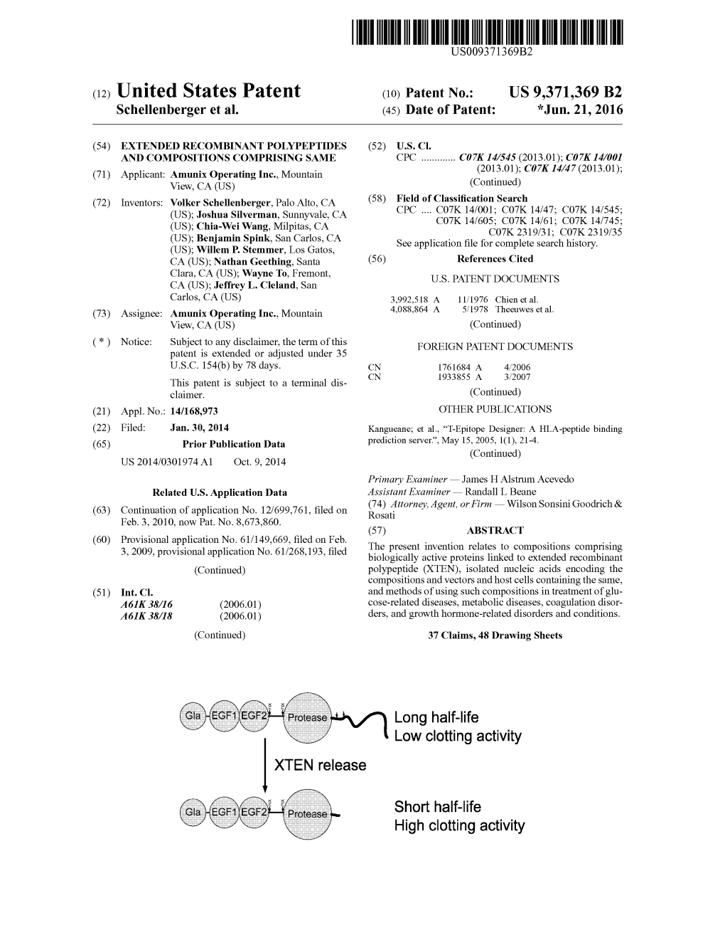 (12) United States Patent (10) Patent No.: US 9,371.369 B2 Long Half-Life